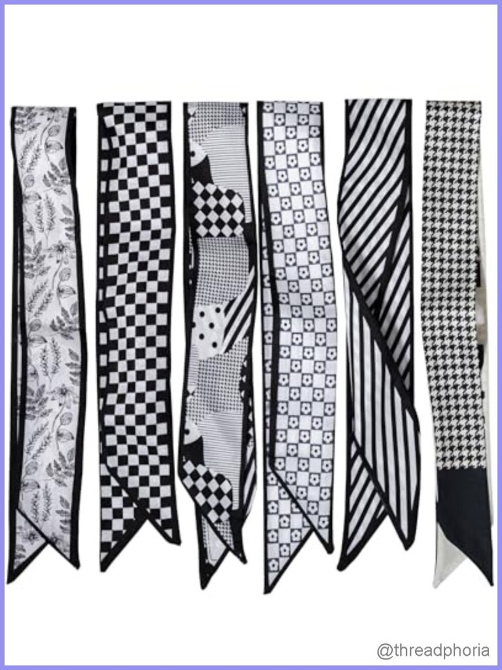 6 Pack Soft Silky Polyester Satin Scarves for Women, Boho Head Scarf, Versatile